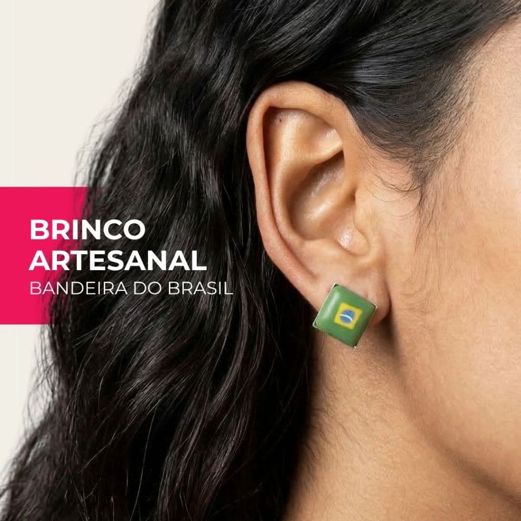 Brinco Biscuit Bandeira Brasil Artesanal Unissex Adulto Infantil Brasileiro
