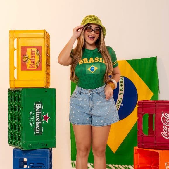 T-shirt Feminina Brasil Copa Do Mundo Camiseta Baby Look Blusa Manga Curta Torcida