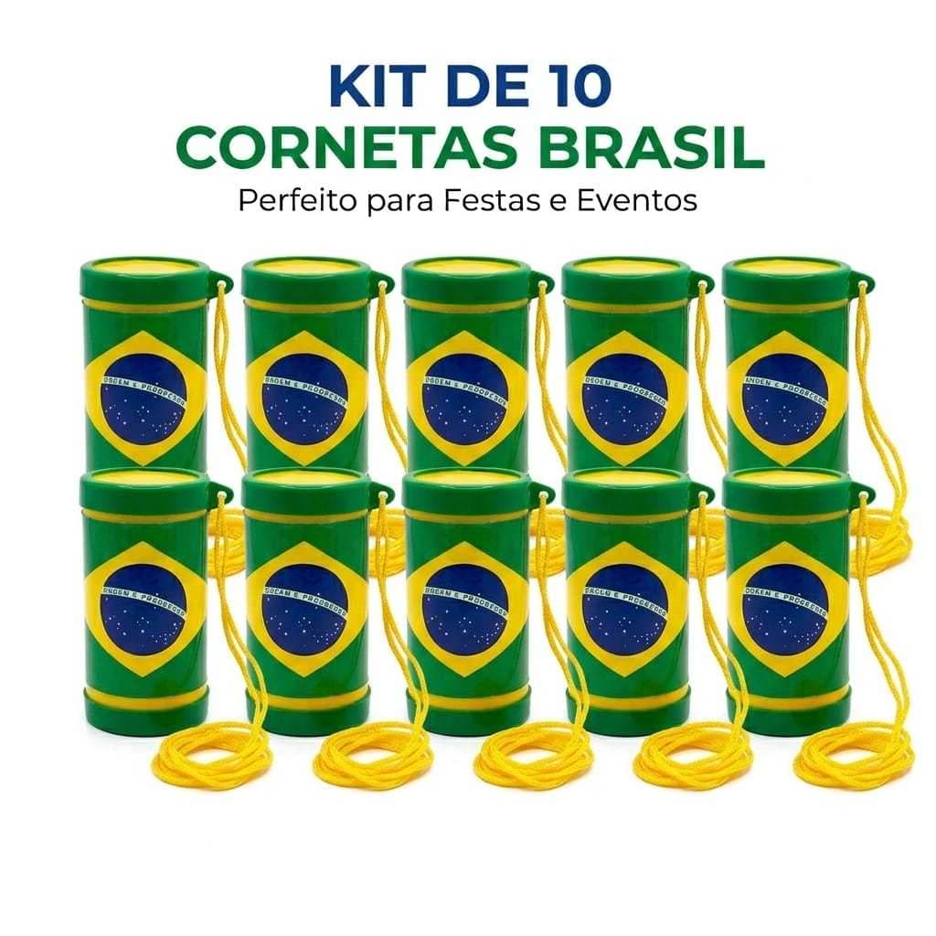 Kit 10 Cornetas Brasil Copa do Mundo – Torcida, Festa e Eventos
