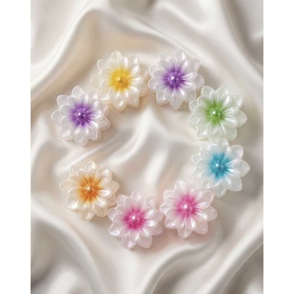 Piranha de Cabelo Flor Cristal Colorida – Presilha Feminina Elegante
