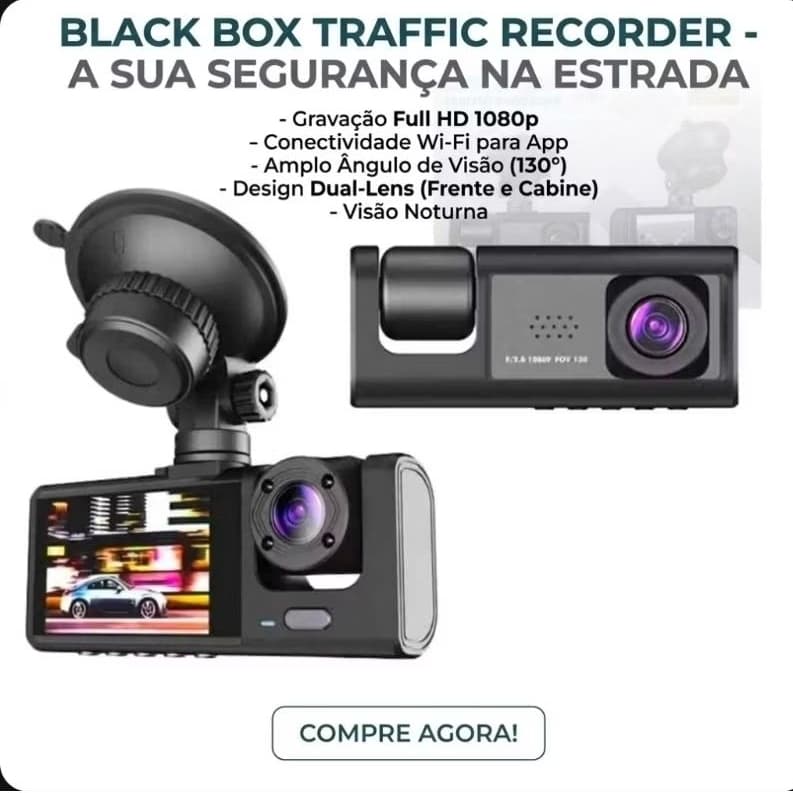 Câmera Veicular com Wi-Fi Full HD 1080p Frontal E Ré App Celular T&Z C309-2