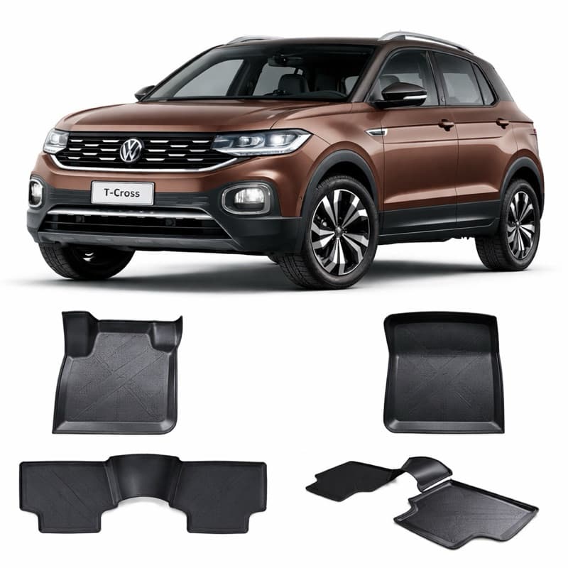 Tapete Bandeja T-Cross 2019 a 2026- 3 Peças em TPE Premium