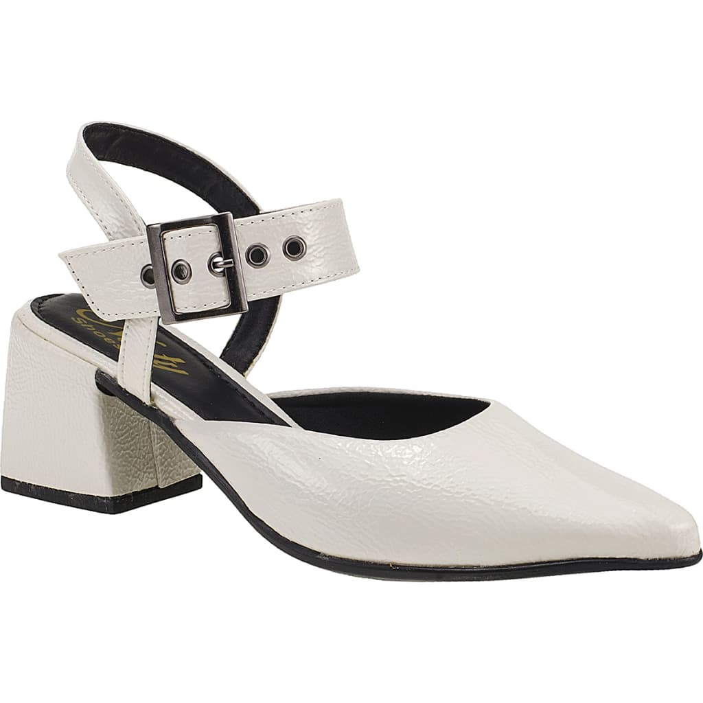 Sapato Scarpin Salto Medio Bloco Grosso Naty Shoes Confortavél Elegante Social Fivela Fashion