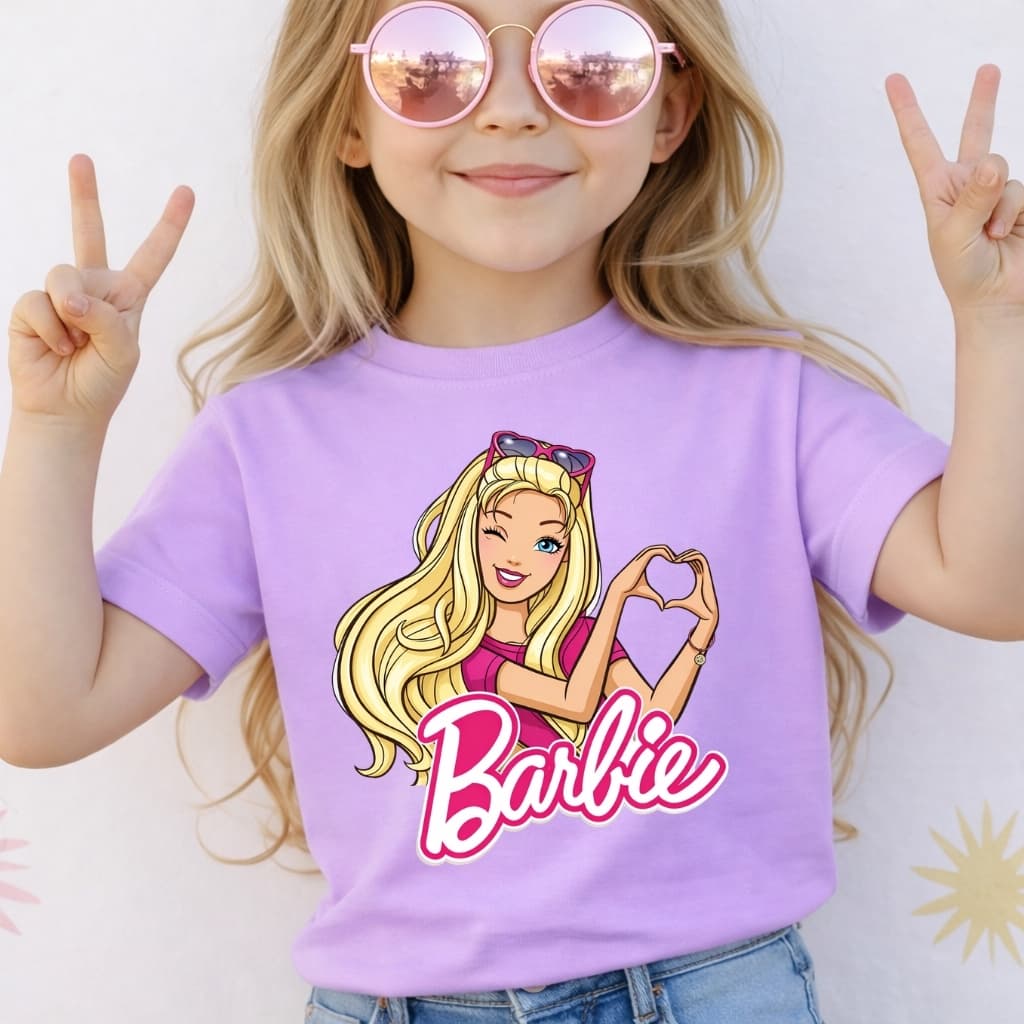 Camiseta Infantil Menina Barbie Boneca Princesa Love s2 Coração Blusa Juvenil Premium Algodão Amor