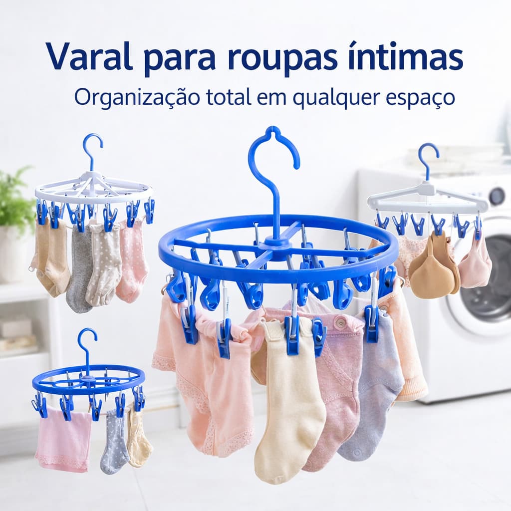 Varal Roupas Íntimas Compacto Oval Redondo Cabide Dobrável Guarda-Chuva Prendedores