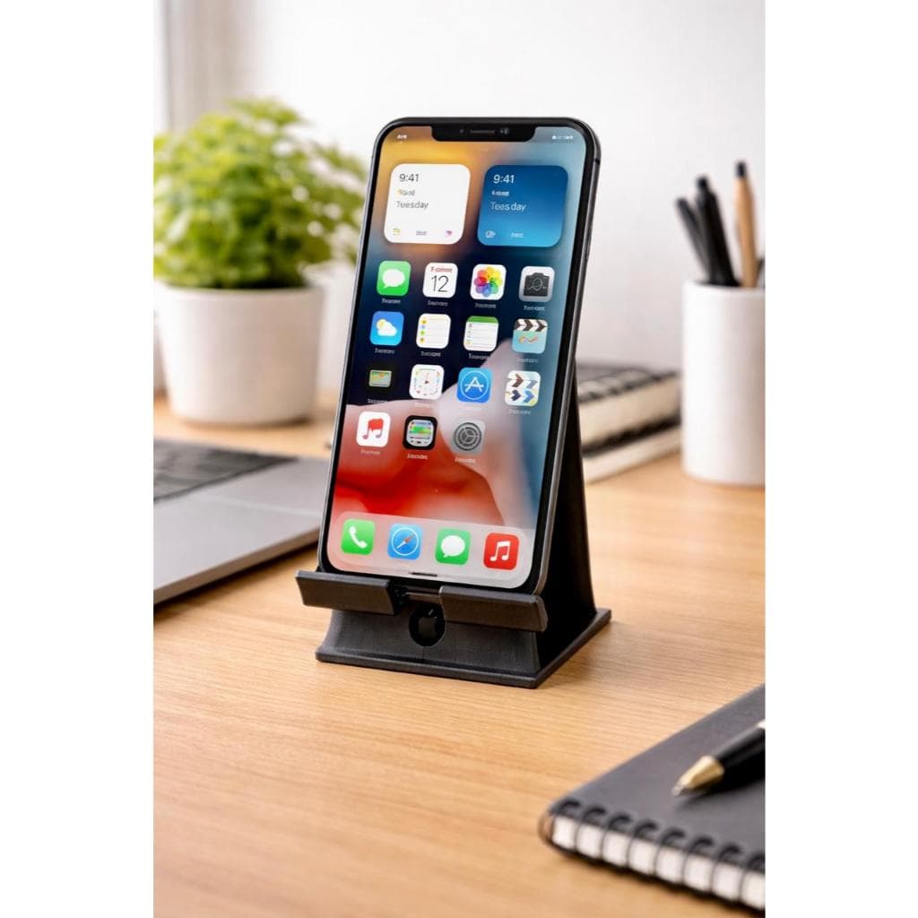 Suporte de Celular de Mesa Estilo Apple | Base para Smartphone com Entrada para Carregador | Ideal para Vídeos, Trabal