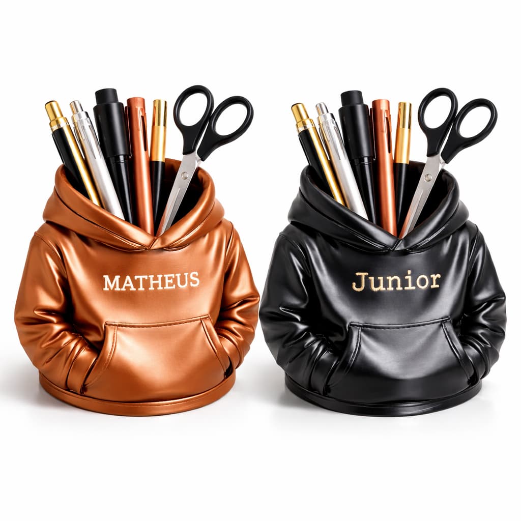 Porta Caneta Moletom Personalizado com Nome Organizador de Mesa Escritório Criativo Presente