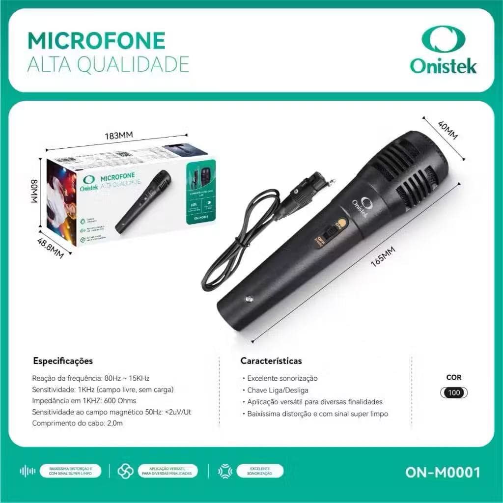 Microfone Profissional dinâmico com fio original ONISTEK ON-M0001adequado para cantar, falar