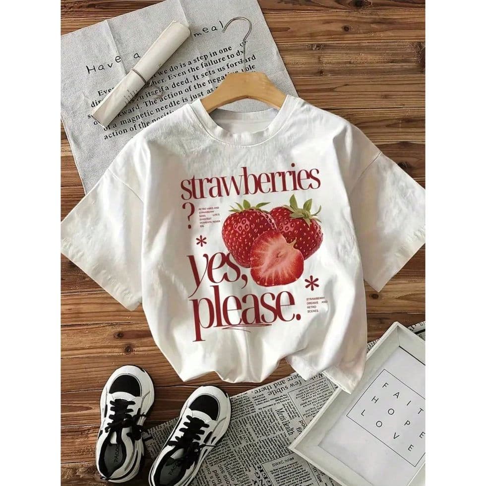 Camiseta Feminina ESTAMPAS DELICADAS Variadas Tropical Frutas e frases Estampas Femininas 2026 Algodão Premium