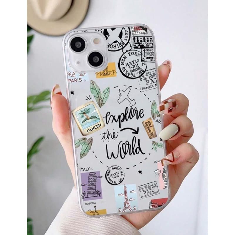 Capinha Transparente iPhone 14 Pro Max Cereja 🍒 e Viagem ✈️ | Anti Impacto | Proteção e Estilo