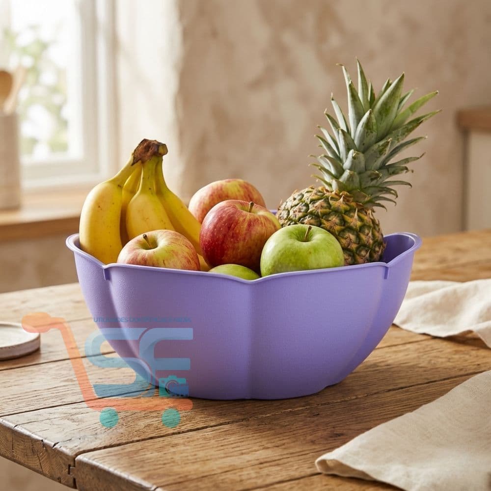 Travessa Grande 2,5L Fruteira Saladeira Plástico Resistente Multiuso Elegante Cozinha