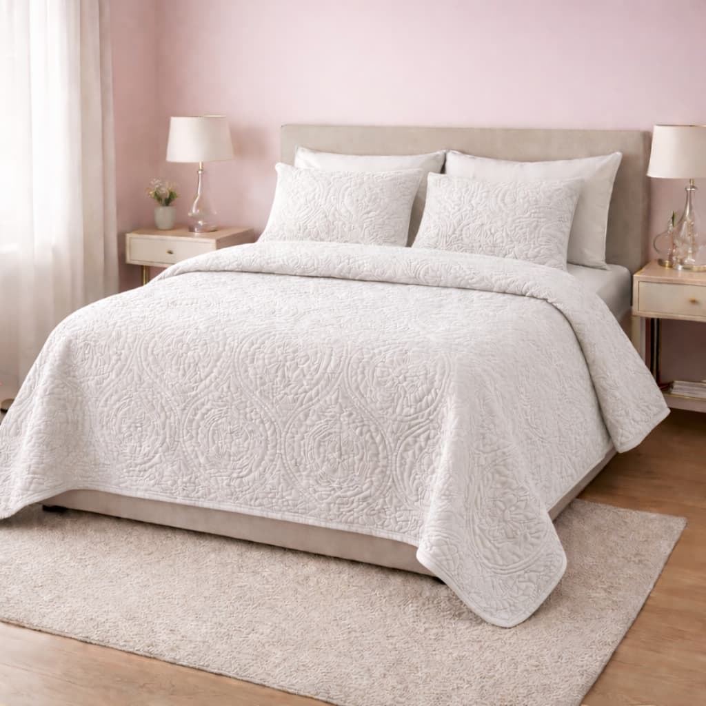 Kit Colcha 3 Pçs Cobre Leito Matelado Solteiro Casal Padrão Queen Size Toque Macio Quarto Cama Box 3 peças