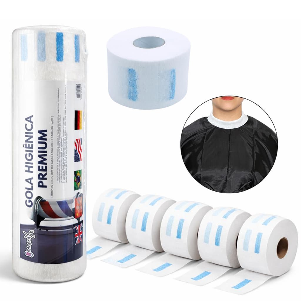 Gola higiênica barbearia 1 Pacote C/ 5 rolos 500 unidades descartável pronta entrega envio imediato salão profissional