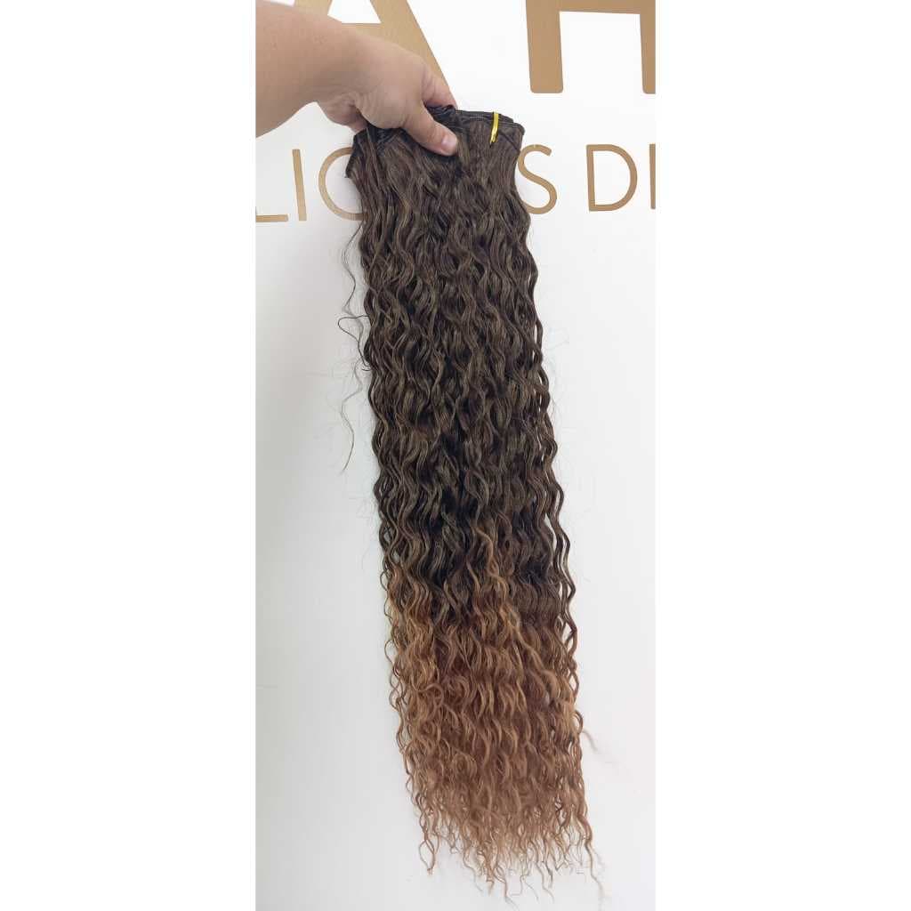 Aplique de Cabelo na Tela Mega Hair Natural Fibra Russa Cacheado Californiana 50cm Premium