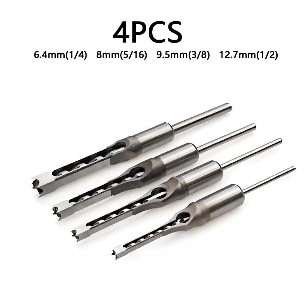 Kit Jogo 4 Peças Brocas Furo Quadrado ferramentas de trabalhar madeira para abrir furos