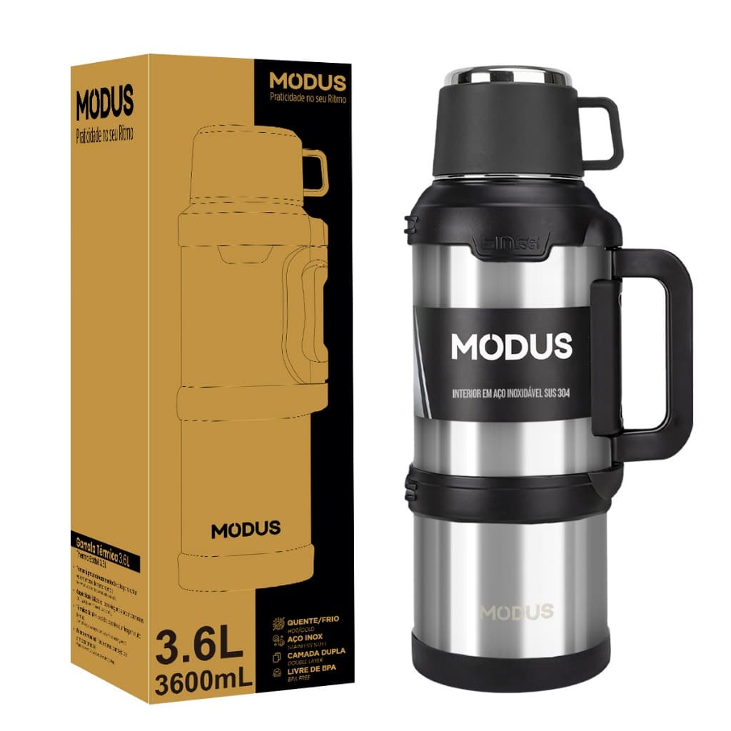 MODUS Garrafa Térmica 3.6 Litros Quente Frio Com Isolada Térmico Capacidade Viagem