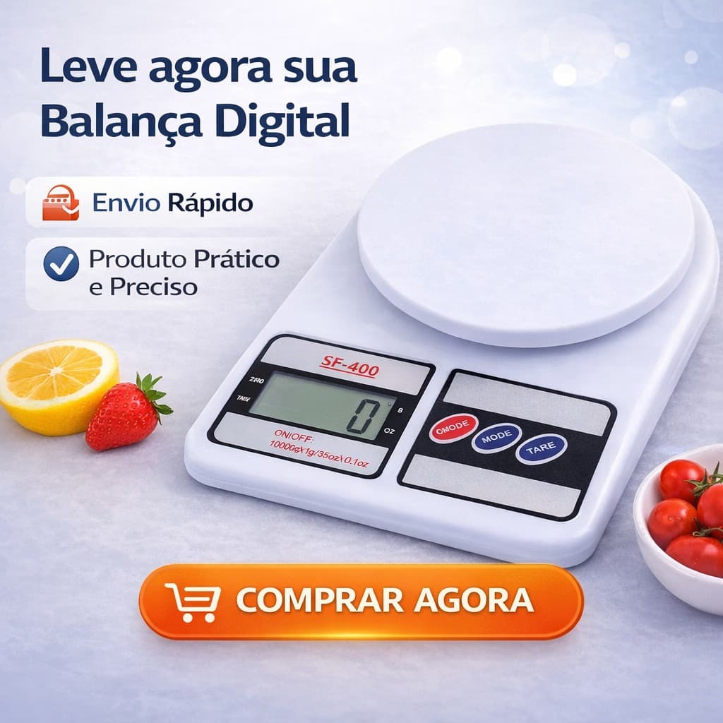 Balança Digital Cozinha 10kg Precisão 1g SF400 com Função Tara Display LCD Precisão Culinária Dieta