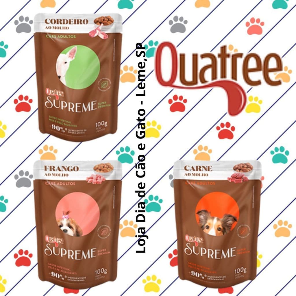Kit 5 a 25 Sachês Quatree 100g - Alimento Úmido para Cachorros