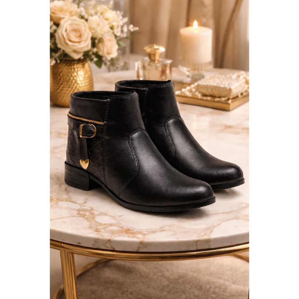 Bota Feminina Zíper Conforto Cano Baixo Feminina Botinha
