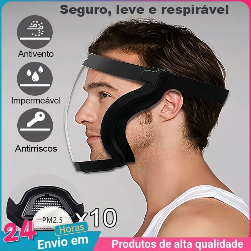 Máscara De Proteção Facial Completa À Prova De Poeira Transparente óculos de proteção+ 10 Filtros