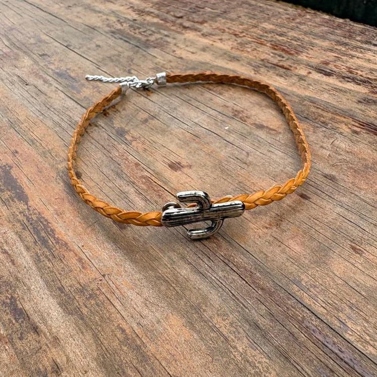 Choker gargantilha pingente cacto fio trançado country estilo boho sertanejo rodeio