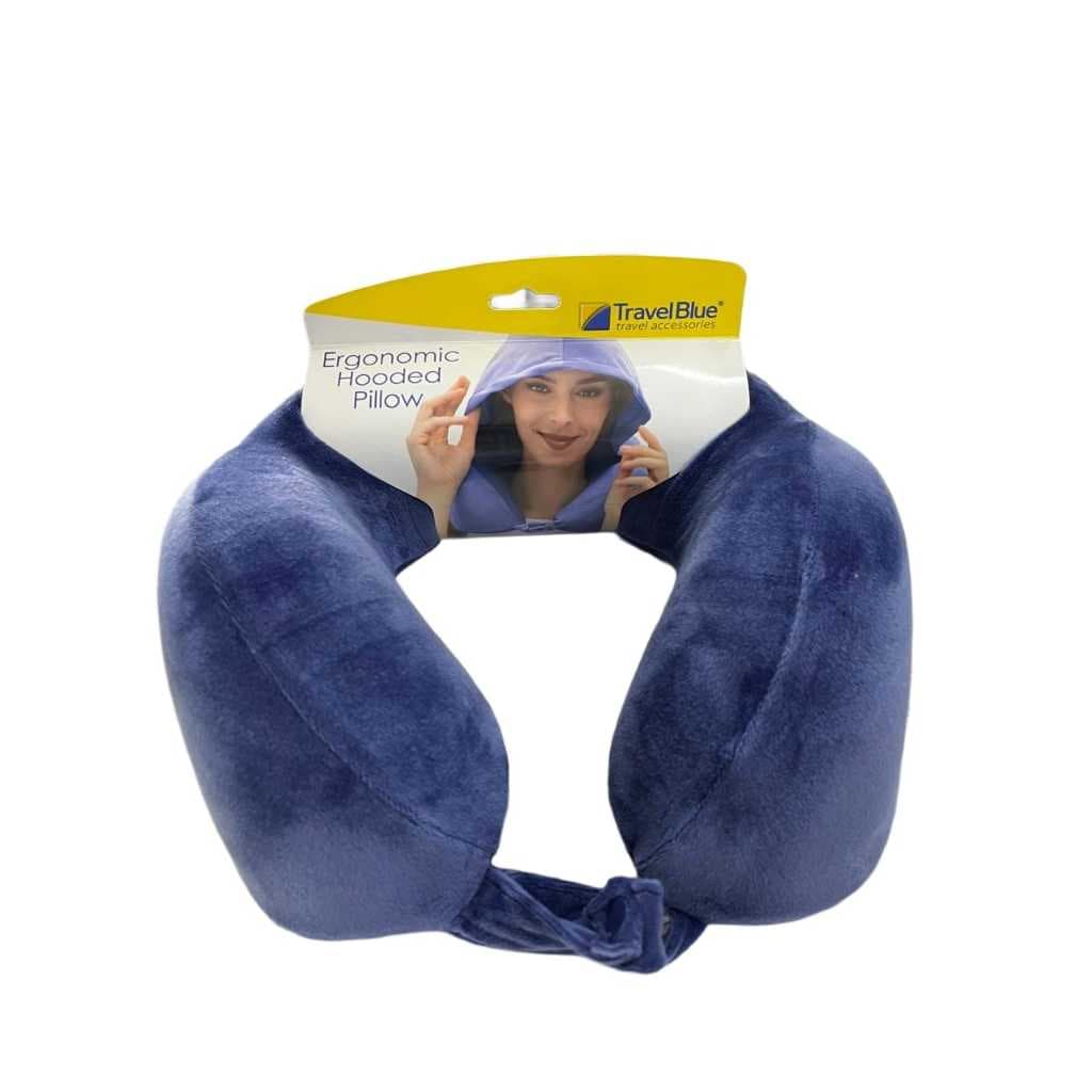 Travesseiro Ergonômico Com Capuz Azul - Travel Blue