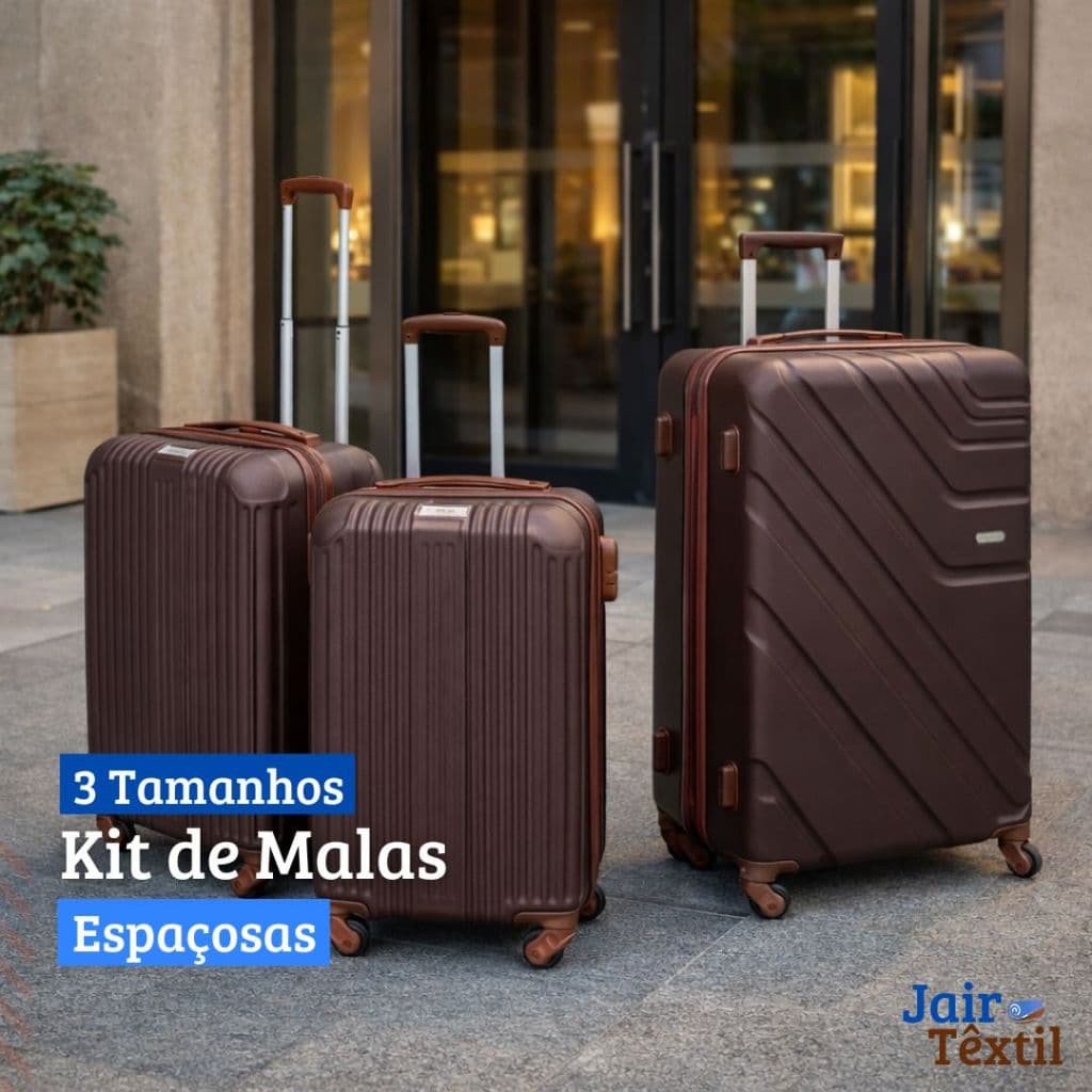 Kit Malas Luxo Viagem Rodas Resistente Pequena Média Grande