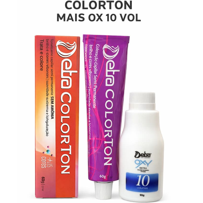 Tonalizante 60g + emulsão reveladora 10 vol 90ml Todas as cores Coloração Sem Amônia Diversas cores