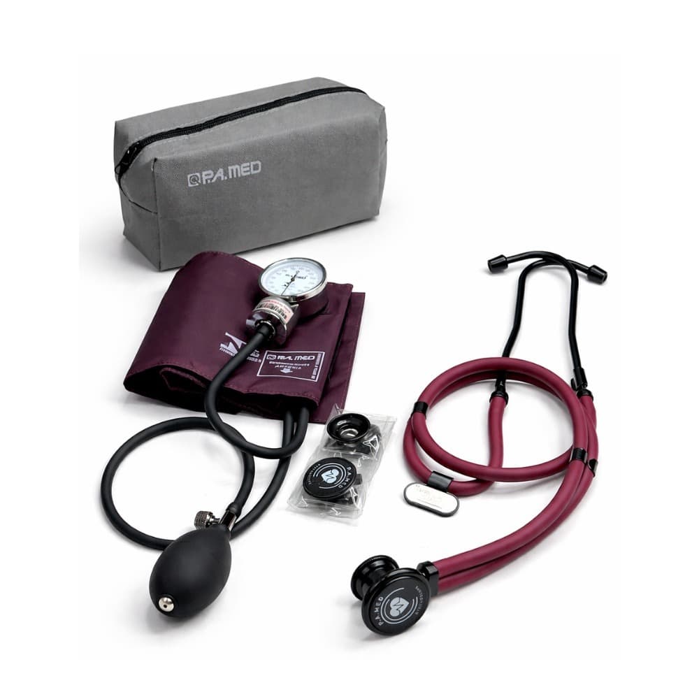 Kit Conjunto Esfigmomanômetro Aparelho de Pressão + Estetoscópio Rappaport Duplo Black