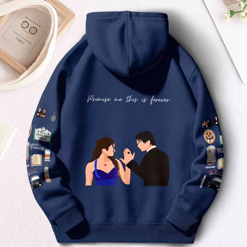 Moletom Canguru Serie The Vampire Diaries Diarios De Um Vampiro Elena E Damon Tendencia