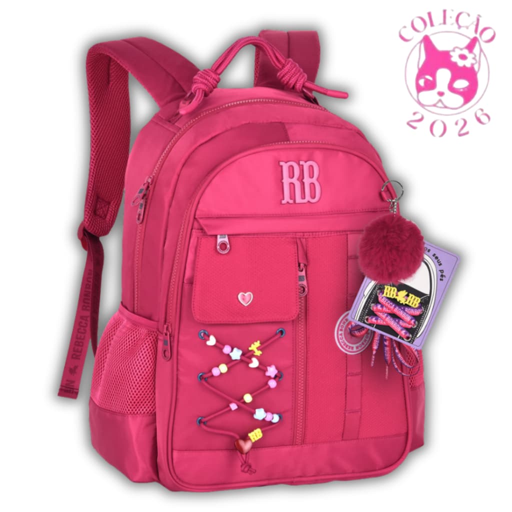 Mochila de Costas Rebecca Bonbon Rosa Escolar Infantil Adulto Clio Original RB27424