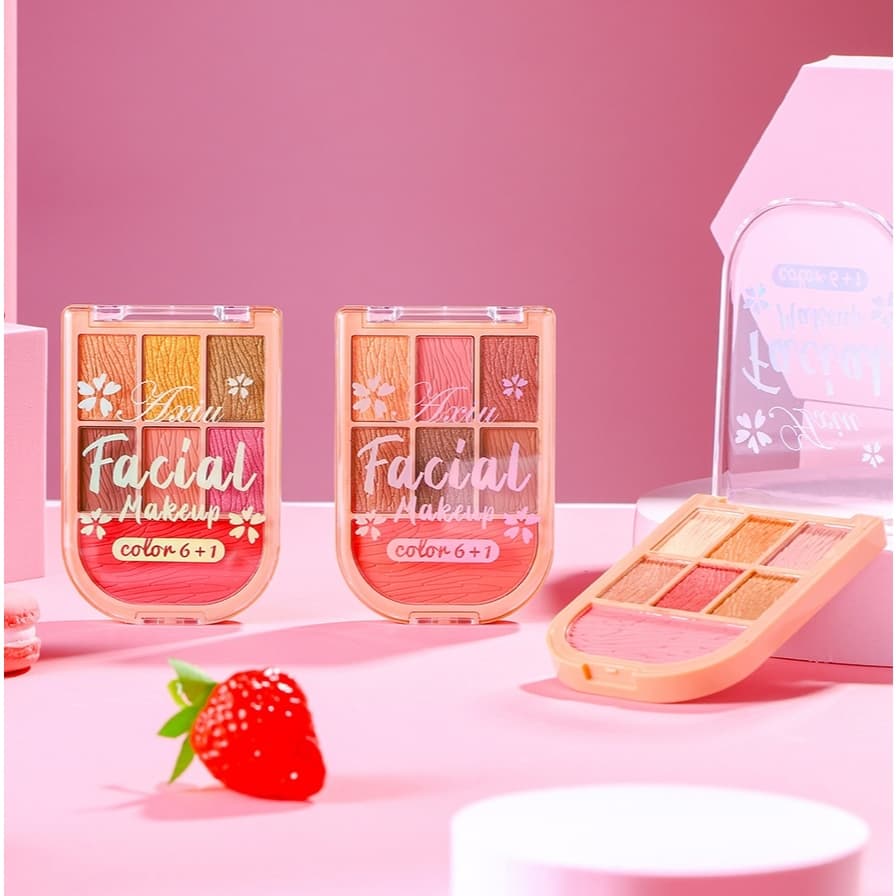 🌸AXIU-1🌸 Paleta Multifuncional 7 Cores Sombras e Blush Paleta De Sombras Matte e Glitter