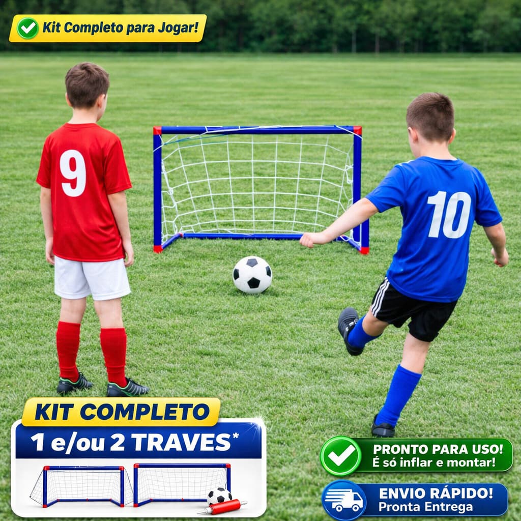 KIT  1 e/ 2 Trave Futebol Infantil Brinquedo c Bola Diversão Garantida Lazer Jogos Em Casa treinamento travinha gool