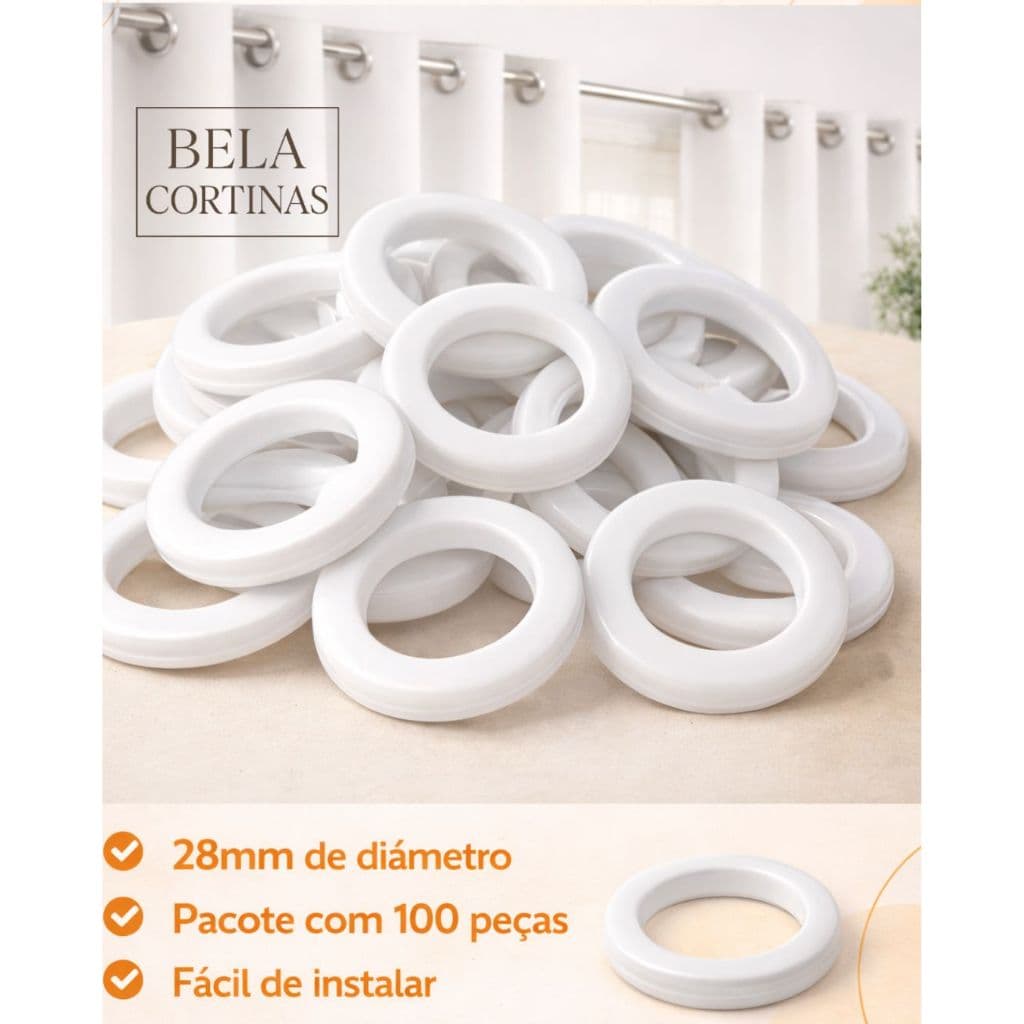 Kit 100 Unidades/pares Ilhós 28mm Redondo Para Cortina Decoração