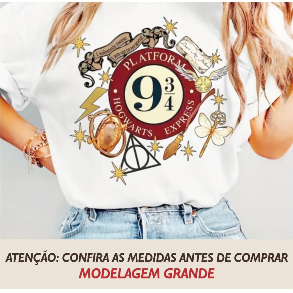 Camisa Harry Potter Universo Camiseta Básica Algodão Plataforma 9 3/4 PROMOÇÃO