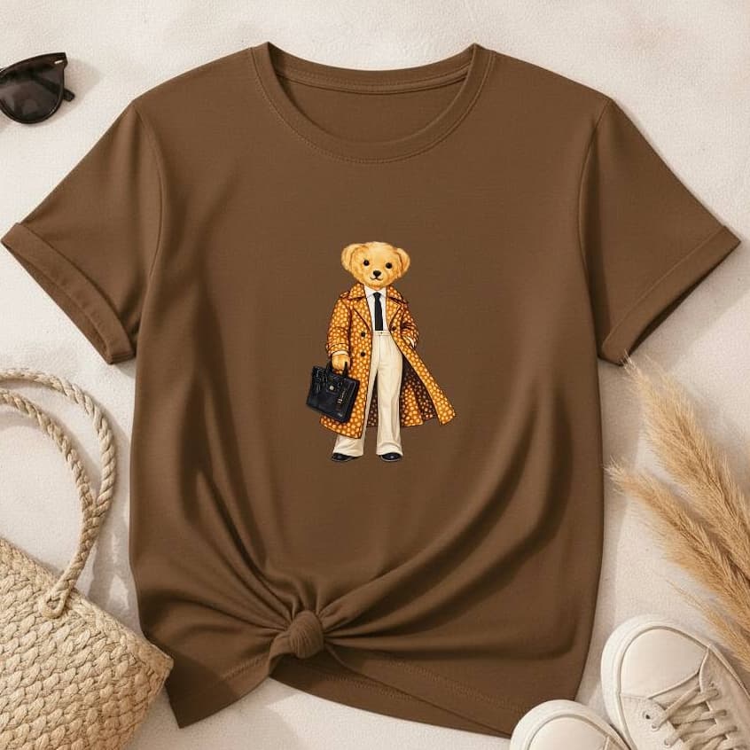 T-Shirt Feminina Blusinha Estilosa Estampa Urso Fashion Camiseta Estilosa Moderna Shopping Passeio