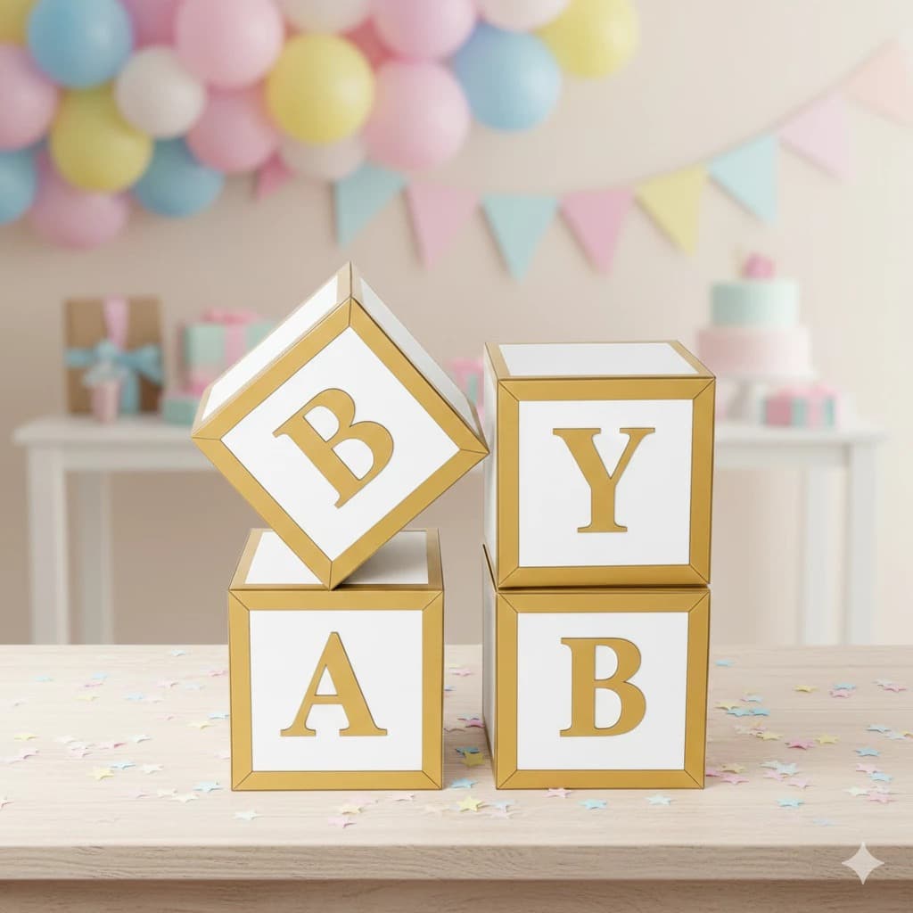 Jogo 4 Cubos Baby 20x20 Decoração Chá de Bebê