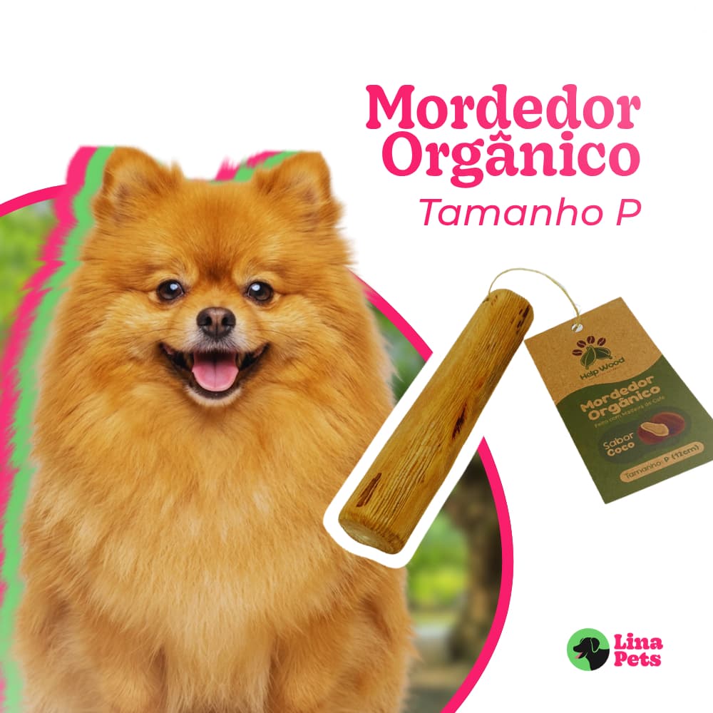 MORDEDOR PARA CACHORRO PRODUTO NATURAL RUSTICO MADEIRA DE CAFE SABOR CÔCO TAM.P 13X2A3CM BRINQUEDO PET