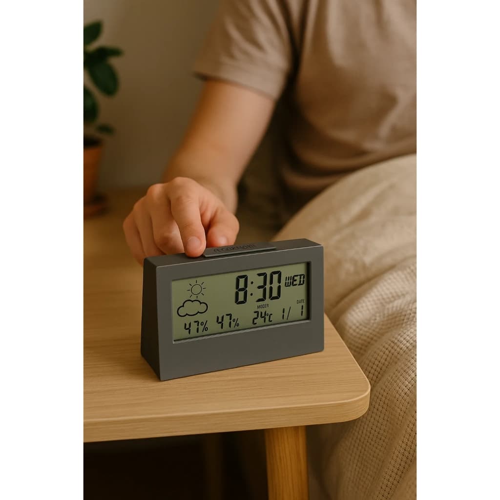 Relógio Despertador Digital Mesa Compacto Moderno LED Alarmes Casa