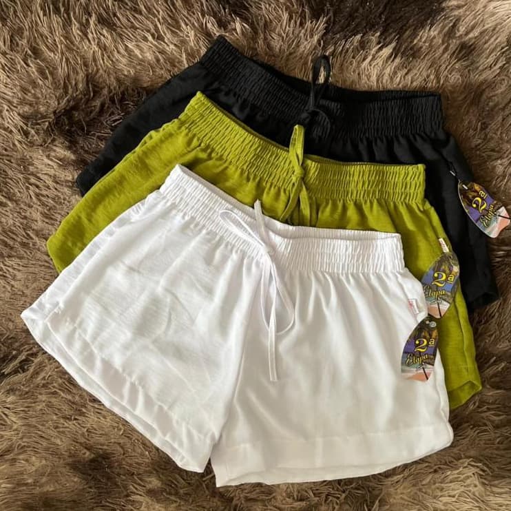 Kit 3 Shorts Feminino Tecido Duna Crepe Verão Praia Conforto e Estilo Para o Dia a Dia