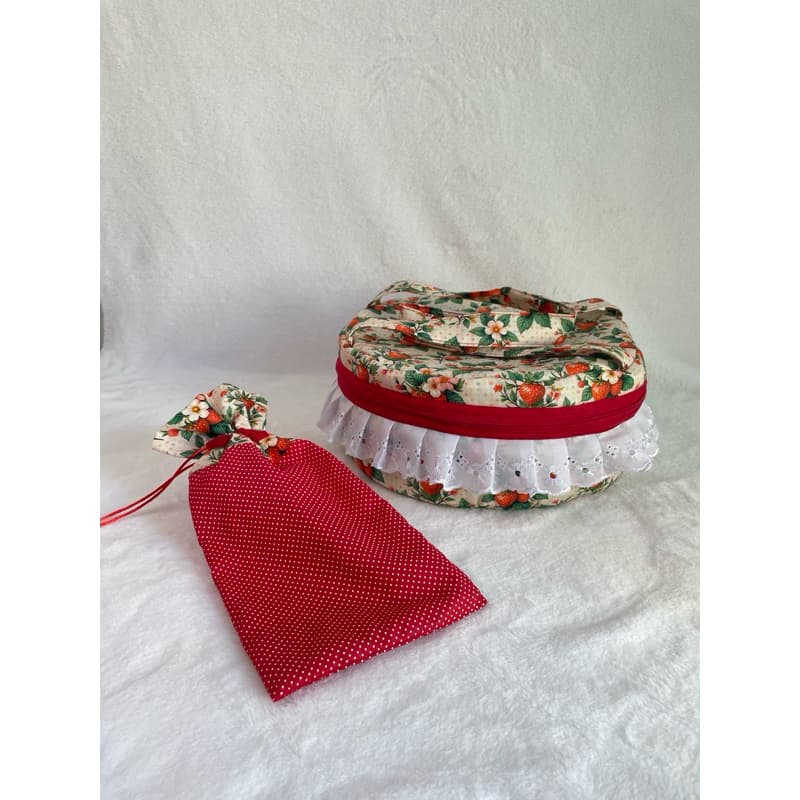 Porta Bolo com Porta-Talheres | Bolsa para Transporte de Bolos, Tortas e Sobremesas | 29cm x 13cm Artesanal
