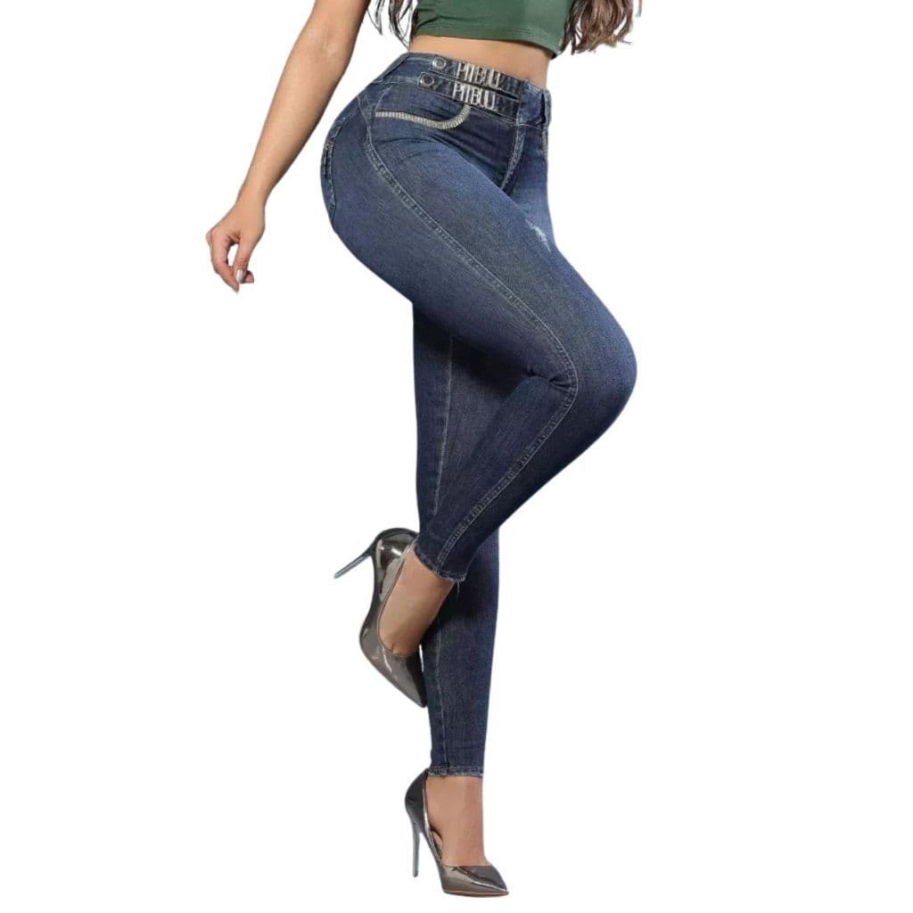 Calça Skinny feminina pit bull jeans Modeladora e Sofisticada com Detalhes em Strass Pit Bull Jeans