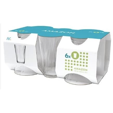 Jogo 6 Copos Vidro 190ml Nadir Amazon Transparente – Copos Água Suco Whisky Resistente