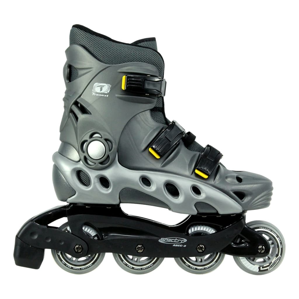 Patins Recreação Inline Traxart Iniciante Spectro Cinza 72mm Abec-5 Bota Rigida Hardboot
