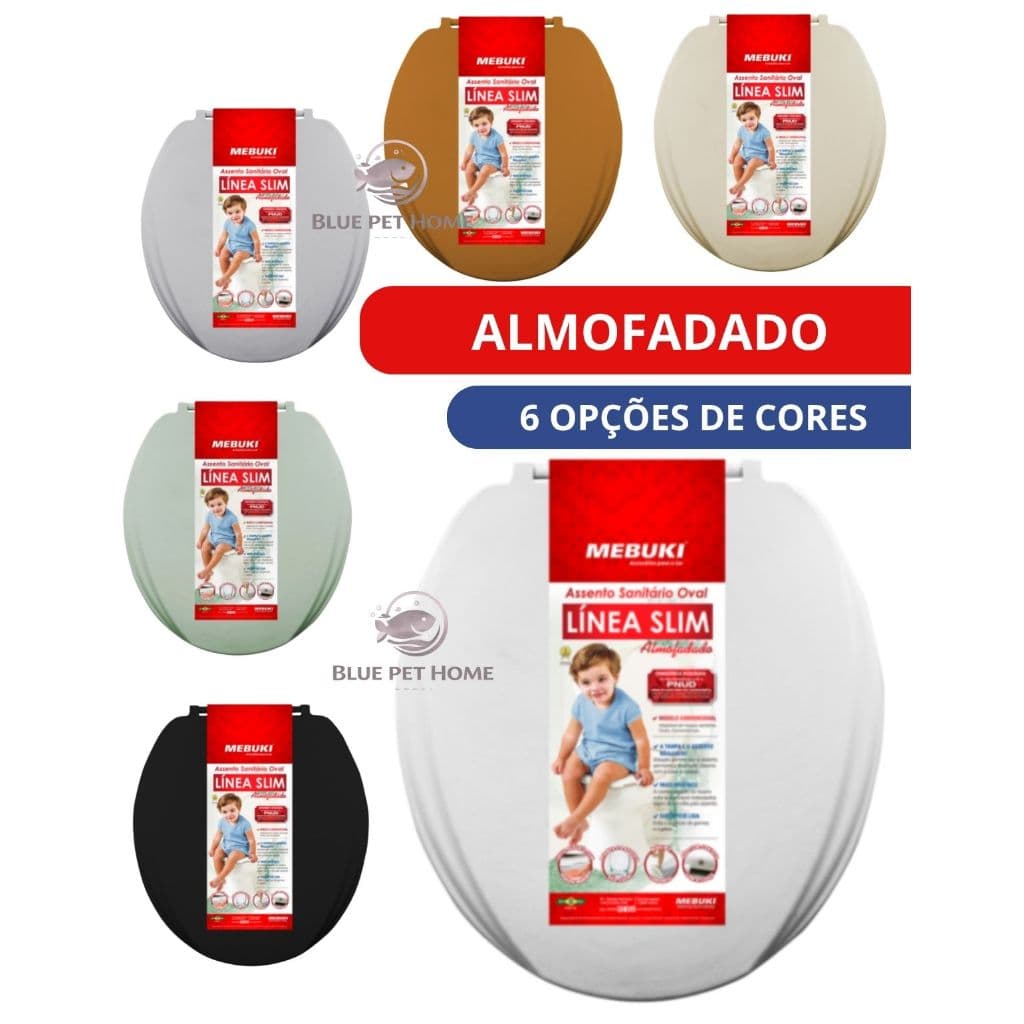 Assento Oval Universal Almofadado Mebuki Branco Preto Caramelo Verde Areia Cinza