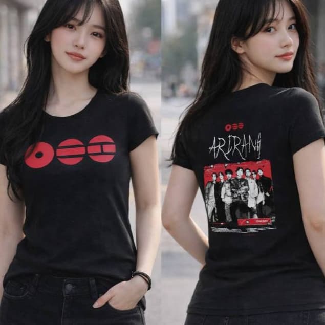 Babylook K-Pop BTS Arirang Estampa Costas 100% Algodão Feminina Estilo Coreano Alta Qualidade ARMY