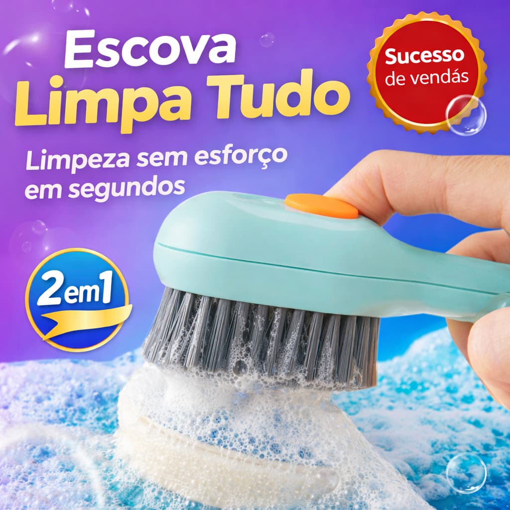 Escova Limpa Tudo com Dispenser * Limpeza Fácil Sem Esforço * Multiuso * Cozinha Banheiro Tênis dispenser sabão banheiro