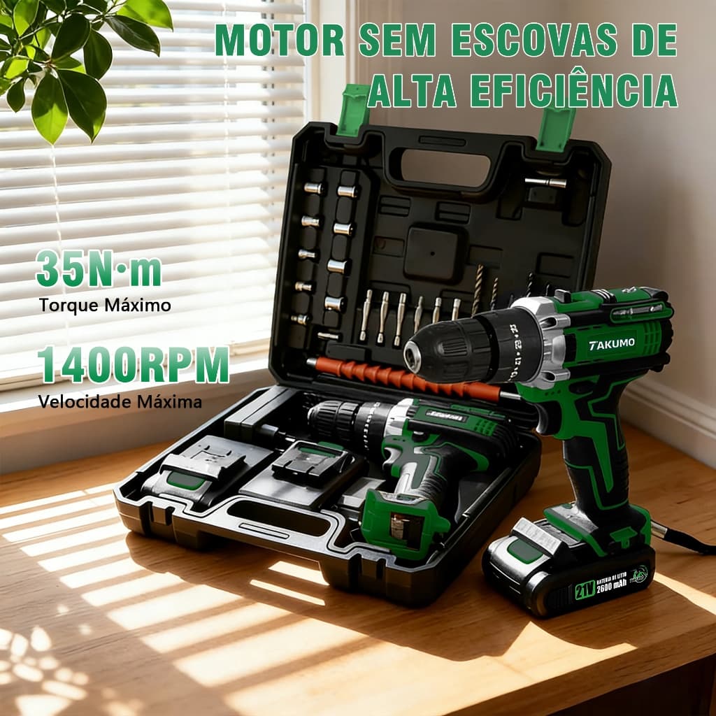 Furadeira Sem Fio Kit Parafusadeira 2 Baterias