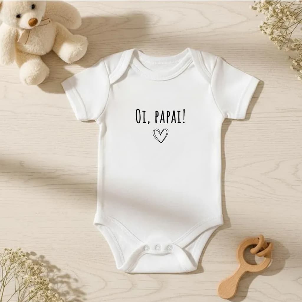 Body branco curto bebê revelação gravidez surpresa papai