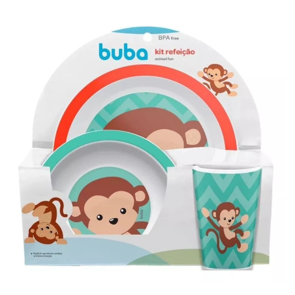 Kit Refeicao Bebe Buba Animal Fun Girafa Prato Bowl Copo Sem BPA Introducao Alimentar Infantil